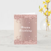 バラ金ゴールド赤面グリッター誕生日カード カード (黄色い花)