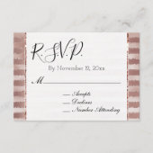 バラ金ゴールド赤面ストライプピンクグリッツウェディングRSVP エンクロージャーカード (正面)