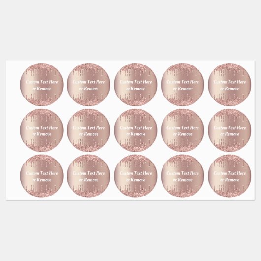 バラ金ゴールド赤面スパークルドリップカスタム文字ラベル ラベル (シート)