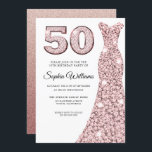 バラ金ゴールド赤面ドレス女性50thバースデーパーティー 招待状<br><div class="desc">バラ金ゴールド赤面ドレス女性50thバースデーパーティー招待私たちの店の招待と一致アイテムへのバリエーション</div>