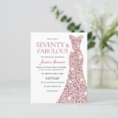 バラ金ゴールド赤面ドレス70th誕生日バジェット招待状 (スタンド正面)