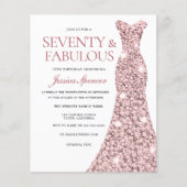 バラ金ゴールド赤面ドレス70th誕生日バジェット招待状 (正面)