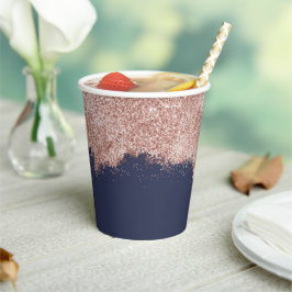 バラ金ゴールド赤面ネイビーブルーピンクガーリーグリッターダスト 紙コップ