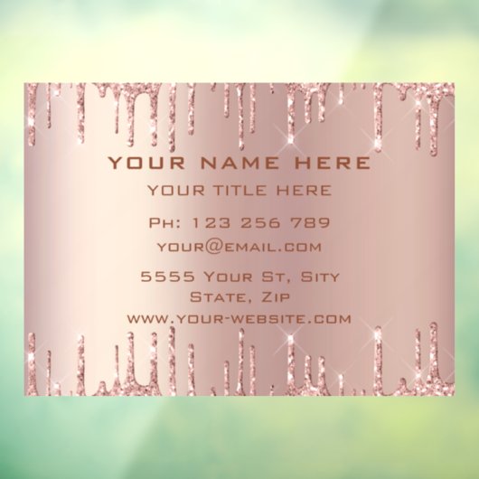 バラ金ゴールド赤面パーソナライズされたグリッター窓貼り ウィンドウサイン (シート3)