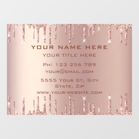 バラ金ゴールド赤面パーソナライズされたグリッター窓貼り ウィンドウサイン (シート)