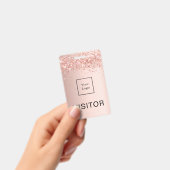 バラ金ゴールド赤面ビジネスロゴ訪問者 バッジ (手持ち)