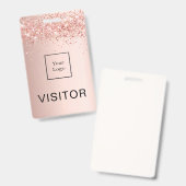 バラ金ゴールド赤面ビジネスロゴ訪問者 バッジ (正面＆裏面)