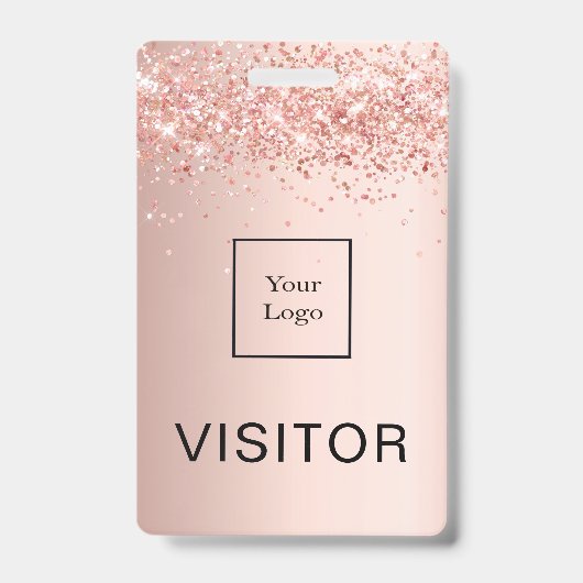 バラ金ゴールド赤面ビジネスロゴ訪問者 バッジ (正面)