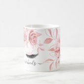 バラ金ゴールド赤面ピンクまつげフローラ水彩 コーヒーマグカップ (中央)