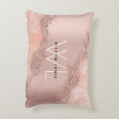 バラ金ゴールド赤面ピンクアゲイトグリッターモノグラム アクセントクッション (裏面(縦))