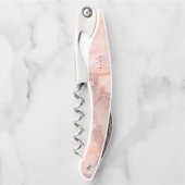 バラ金ゴールド赤面ピンクアゲイトグリッターモノグラム ソムリエナイフ (正面)