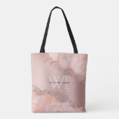 バラ金ゴールド赤面ピンクアゲイトグリッターモノグラム トートバッグ (裏面)