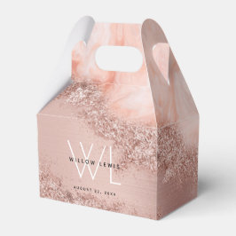 バラ金ゴールド赤面ピンクアゲイトグリッターモノグラム フェイバーボックス