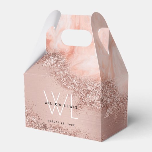 バラ金ゴールド赤面ピンクアゲイトグリッターモノグラム フェイバーボックス (正面サイド)