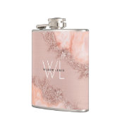 バラ金ゴールド赤面ピンクアゲイトグリッターモノグラム フラスク (左)