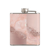 バラ金ゴールド赤面ピンクアゲイトグリッターモノグラム フラスク (裏面)