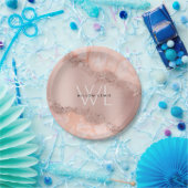 バラ金ゴールド赤面ピンクアゲイトグリッターモノグラム ペーパープレート (パーティー)