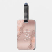 バラ金ゴールド赤面ピンクアゲイトグリッターモノグラム ラゲッジタグ (裏面縦)