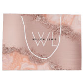 バラ金ゴールド赤面ピンクアゲイトグリッターモノグラント ラージペーパーバッグ (裏面)