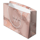 バラ金ゴールド赤面ピンクアゲイトグリッターモノグラント ラージペーパーバッグ (裏面アングル)