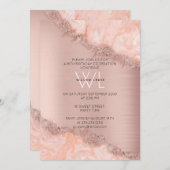 バラ金ゴールド赤面ピンクアゲートゲードグリッタースウィート16 招待状 (正面/裏面)