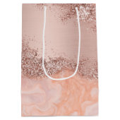 バラ金ゴールド赤面ピンクアゲートゲードグリッター ミディアムペーパーバッグ (裏面)