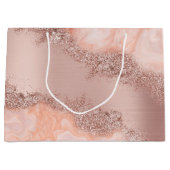 バラ金ゴールド赤面ピンクアゲートゲードグリッター ラージペーパーバッグ (正面)