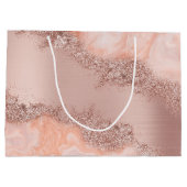 バラ金ゴールド赤面ピンクアゲートゲードグリッター ラージペーパーバッグ (裏面)