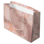 バラ金ゴールド赤面ピンクアゲートゲードグリッター ラージペーパーバッグ (裏面アングル)