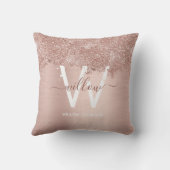 バラ金ゴールド赤面ピンクガーリーグリッターダストモノグラム クッション (裏面)