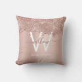 バラ金ゴールド赤面ピンクガーリーグリッターダストモノグラム クッション (正面)
