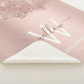 バラ金ゴールド赤面ピンクガーリーグリッターダストモノグラム シェルパブランケット (3/4)