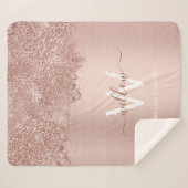 バラ金ゴールド赤面ピンクガーリーグリッターダストモノグラム シェルパブランケット (正面(横))