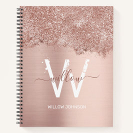 バラ金ゴールド赤面ピンクガーリーグリッターダストモノグラム ノートブック