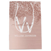 バラ金ゴールド赤面ピンクガーリーグリッターダストモノグラム ミディアムペーパーバッグ (正面)