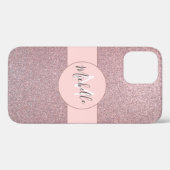 バラ金ゴールド赤面ピンクガーリーグリッターモノグラム名 Case-Mate iPhoneケース (裏面 (横))