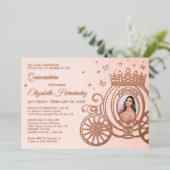 バラ金ゴールド赤面ピンクキンセアニェラプリンセス写真 箔招待状 (立ち正面)