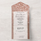 バラ金ゴールド赤面ピンクグラムグリッター オールインワン招待状 (内側)