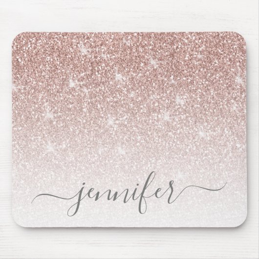 バラ金ゴールド赤面ピンクグリッターあなたの名前をスパークル マウスパッド (正面)