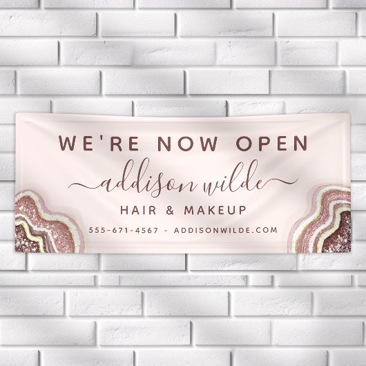 バラ金ゴールド赤面ピンクグリッターアゲートゲイドビジネス 横断幕