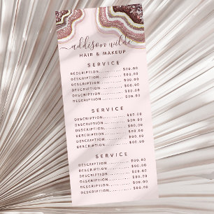 バラ金ゴールド赤面ピンクグリッターアゲートゲード ラックカード