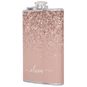 バラ金ゴールド赤面ピンクグリッターカスタムモノグラム名 フラスク (左)