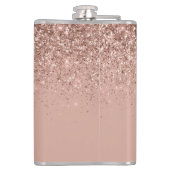 バラ金ゴールド赤面ピンクグリッターカスタムモノグラム名 フラスク (裏面)