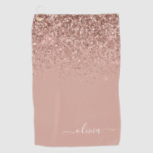 バラ金ゴールド赤面ピンクグリッターガーリーモノグラム名 ゴルフタオル (正面)