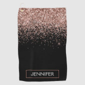 バラ金ゴールド赤面ピンクグリッターガーリーモノグラム名 ゴルフタオル (正面)