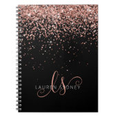 バラ金ゴールド赤面ピンクグリッターグラムモノグラム名 ノートブック (正面)