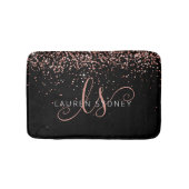 バラ金ゴールド赤面ピンクグリッターグラムモノグラム名 バスマット (正面)