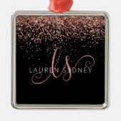 バラ金ゴールド赤面ピンクグリッターグラムモノグラム名 メタルオーナメント (正面)