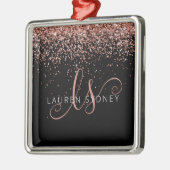 バラ金ゴールド赤面ピンクグリッターグラムモノグラム名 メタルオーナメント (左)