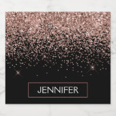 バラ金ゴールド赤面ピンクグリッターシックモノグラム名 リキュールボトルラベル (シングルラベル)